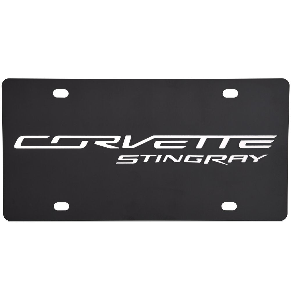 C7 Corvette Stingray License Plate - Black Stainless Steel-SR1 Performance