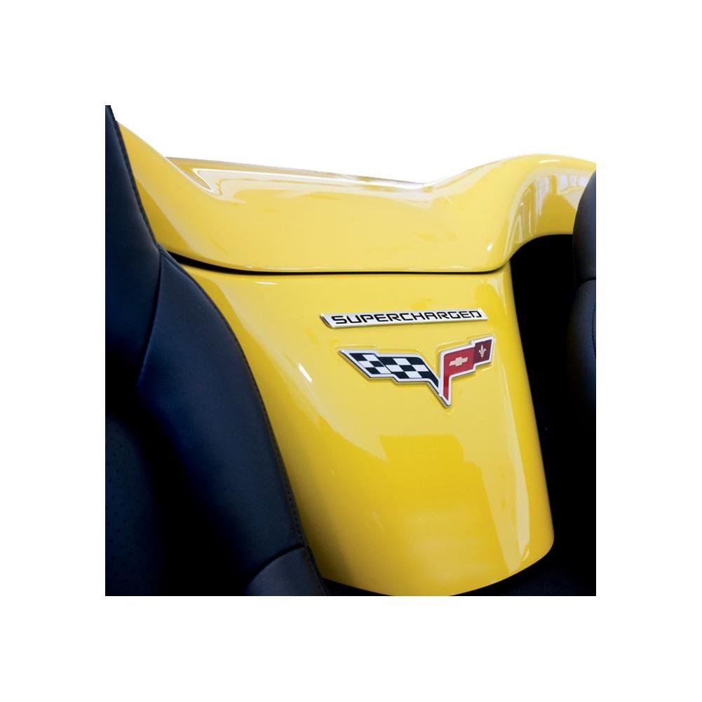 Billet Chrome Supercharged Badge - Black-SR1 Performance