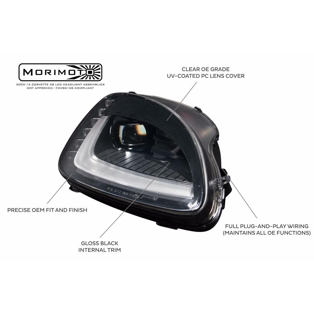 Corvette Headlight - Morimoto C7 Style Xb- Led Headlights : 2005 - 2013 C6, Z06, Grand Sport & ZR1-SR1 Performance