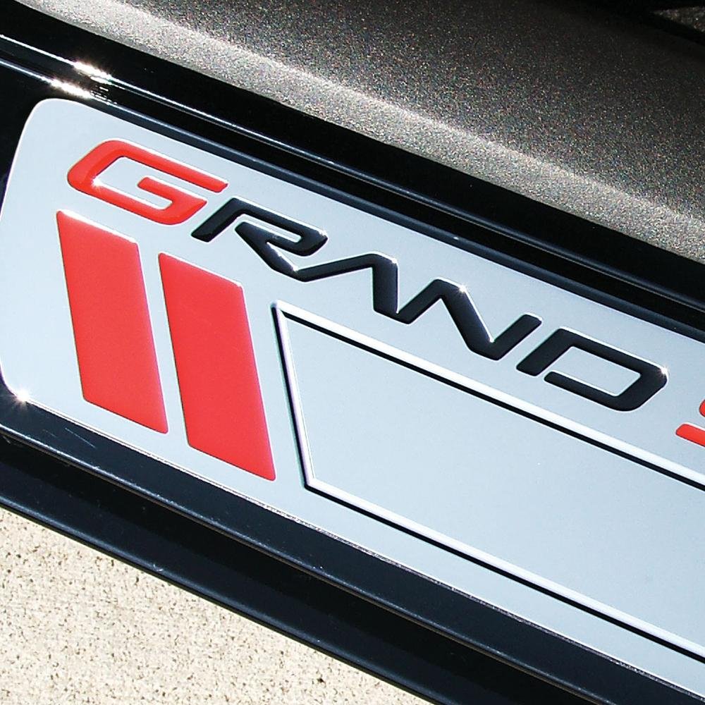 Corvette Door Sill Plates - Billet Chrome with Grand Sport Logo :-SR1 Performance