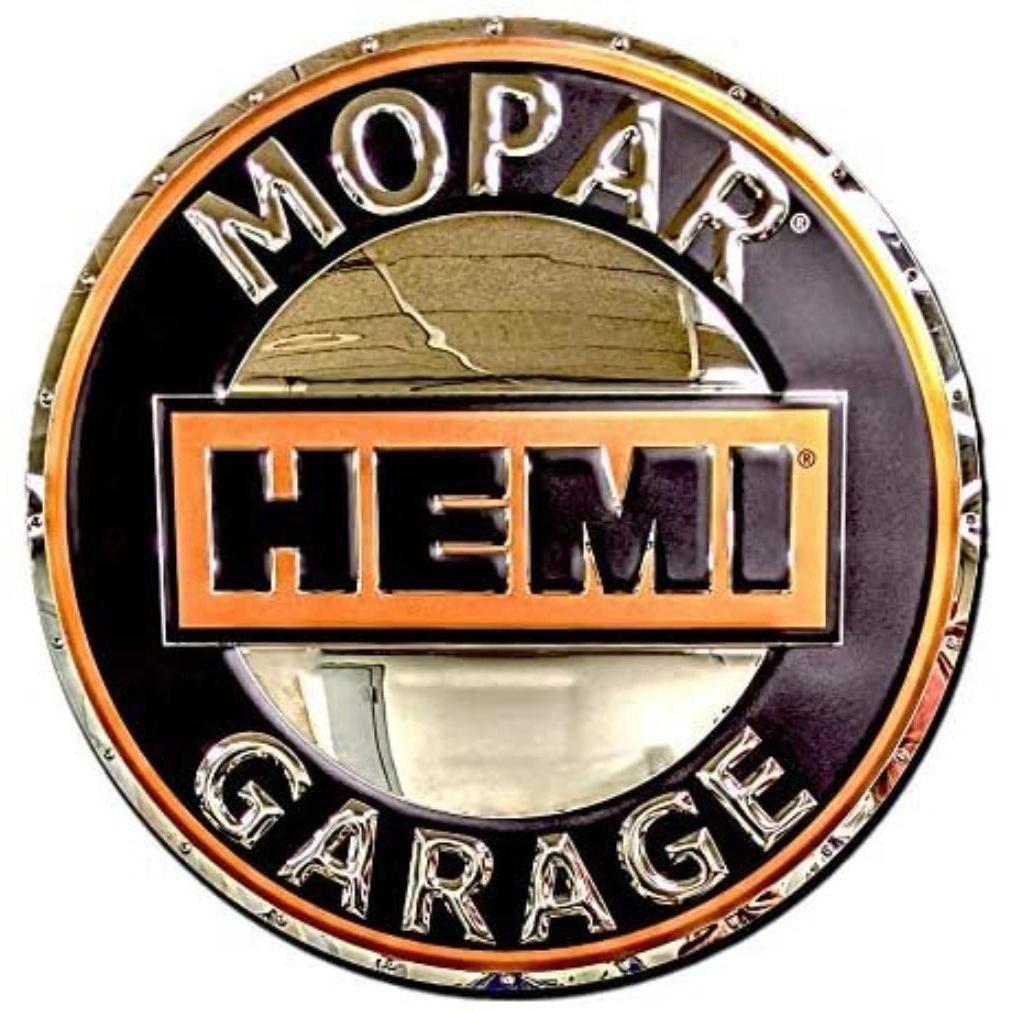 Mopar HEMI Garage Stainless Steel Chrome Wall Hanging Sign : 22" x 22"-SR1 Performance