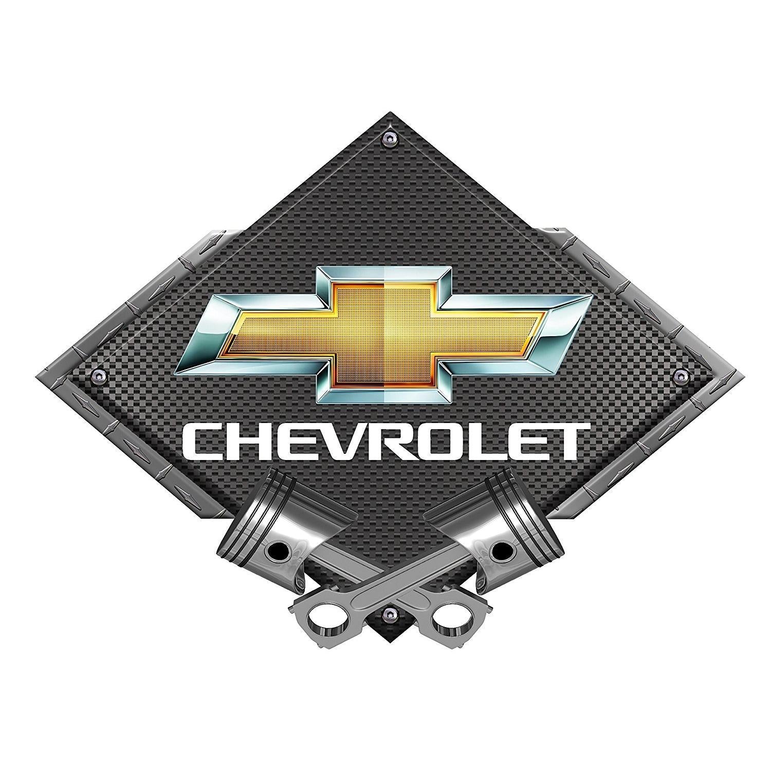 Chevrolet Script & Bowtie Crossed Pistons Metal Sign 25" x 19"-SR1 Performance