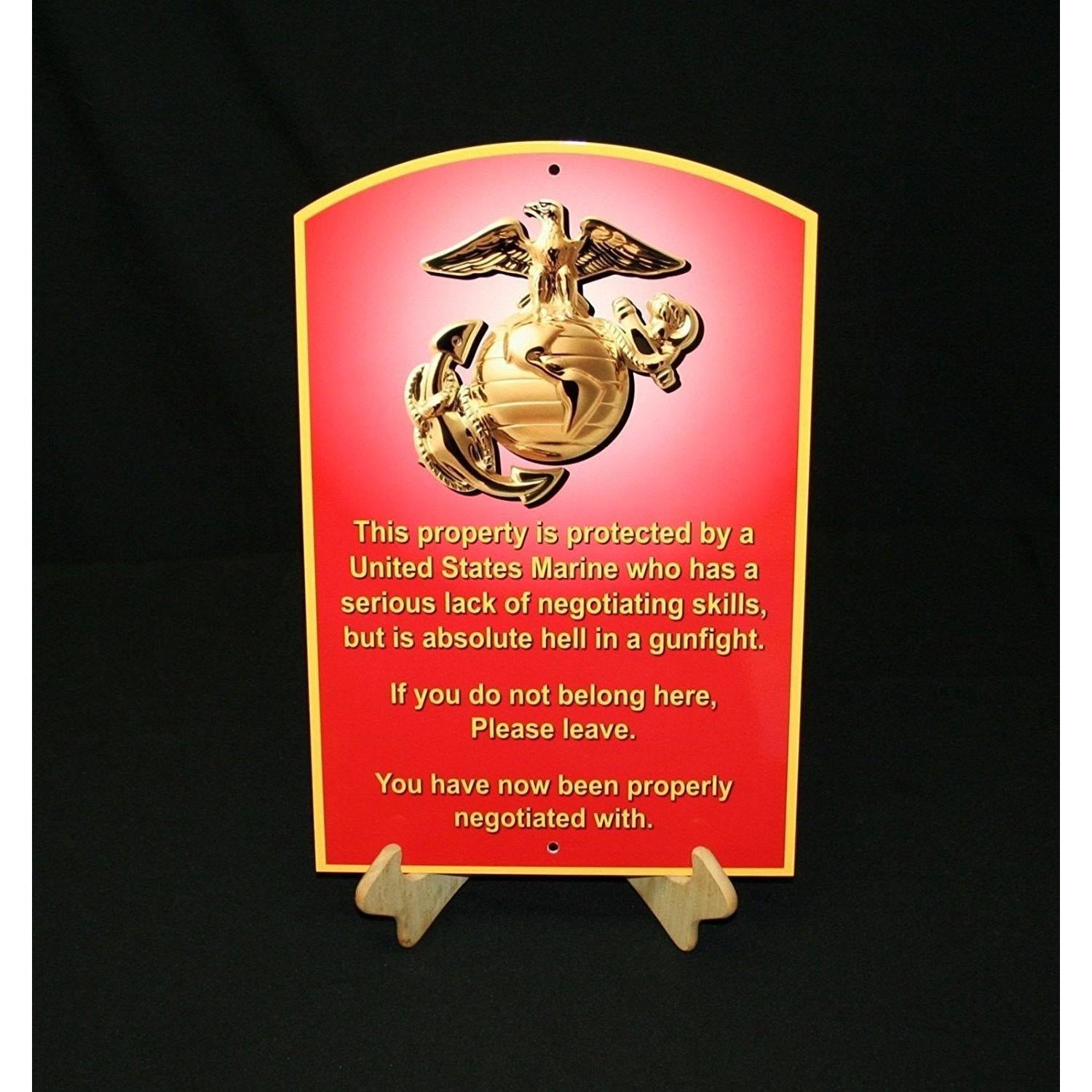 USMC Enlisted Metal Sign Semper Fi Warning Sign 18" x 12"-SR1 Performance