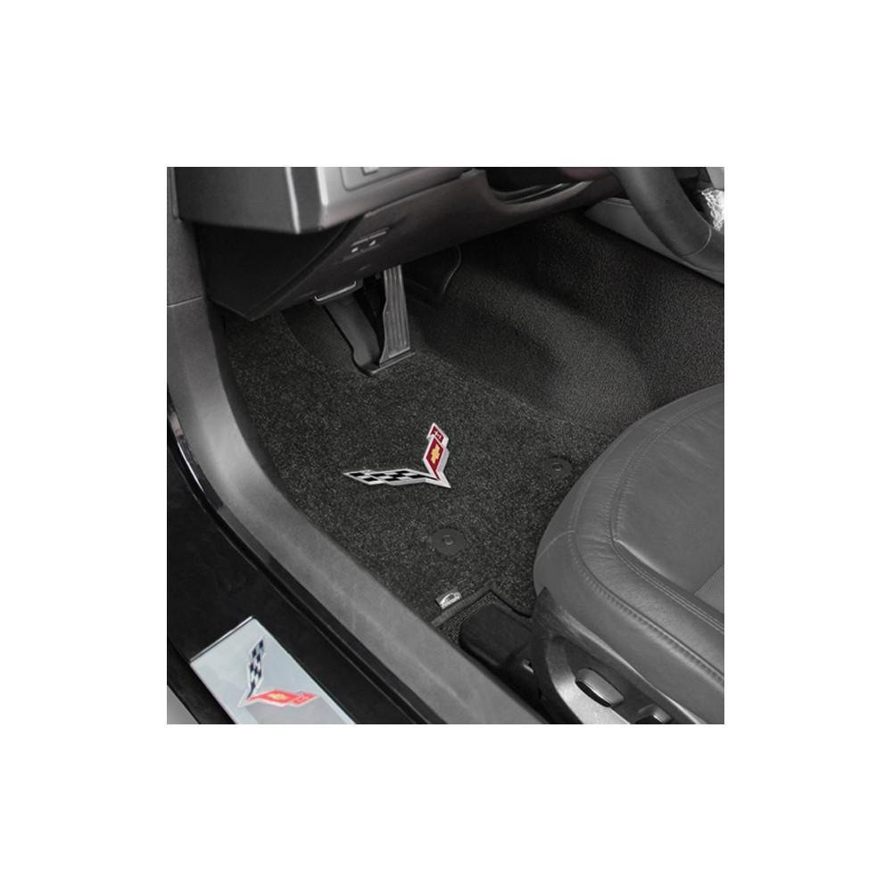 2014-2017 C7 Corvette Stingray Floor Mats w/ Flags: Black-SR1 Performance