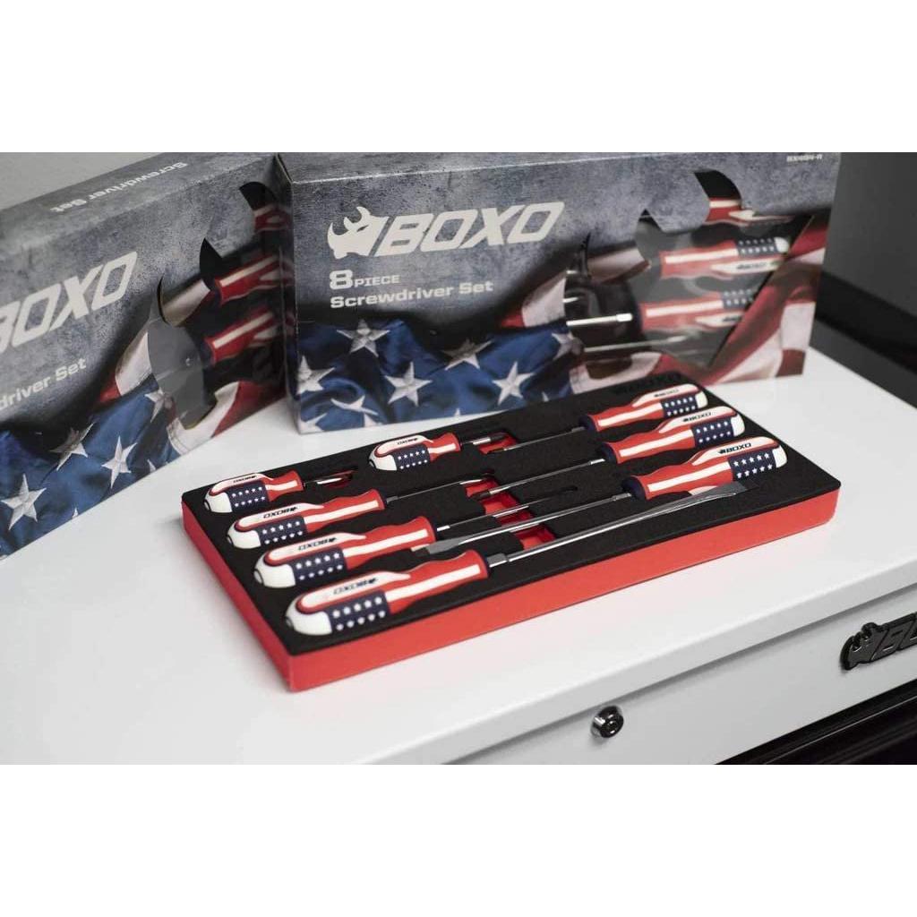 Boxo Limited Edition 8-Piece American Flag Handle Screwdriver Set-SR1 Performance
