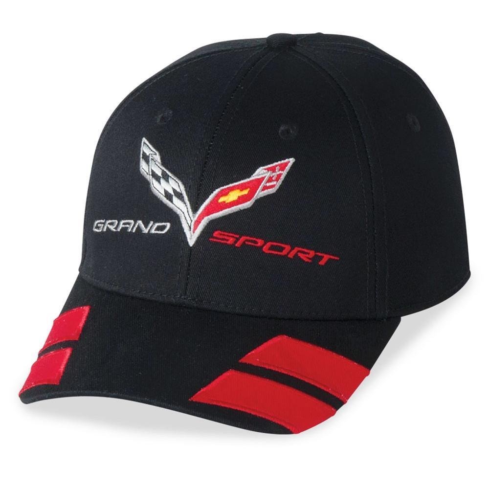 Corvette Logo Flag w/Stripe Hat/Cap - Black : C7 Grand Sport-SR1 Performance
