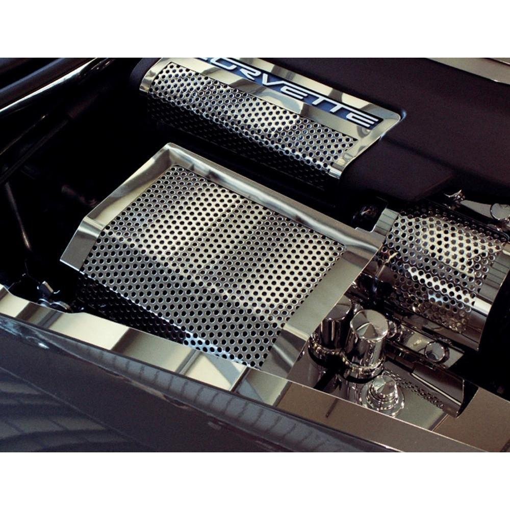 Corvette Fuse Box Cover - Perforated Stainless Steel : 2005-2013 C6,Z06,ZR1, Grand Sport-SR1 Performance