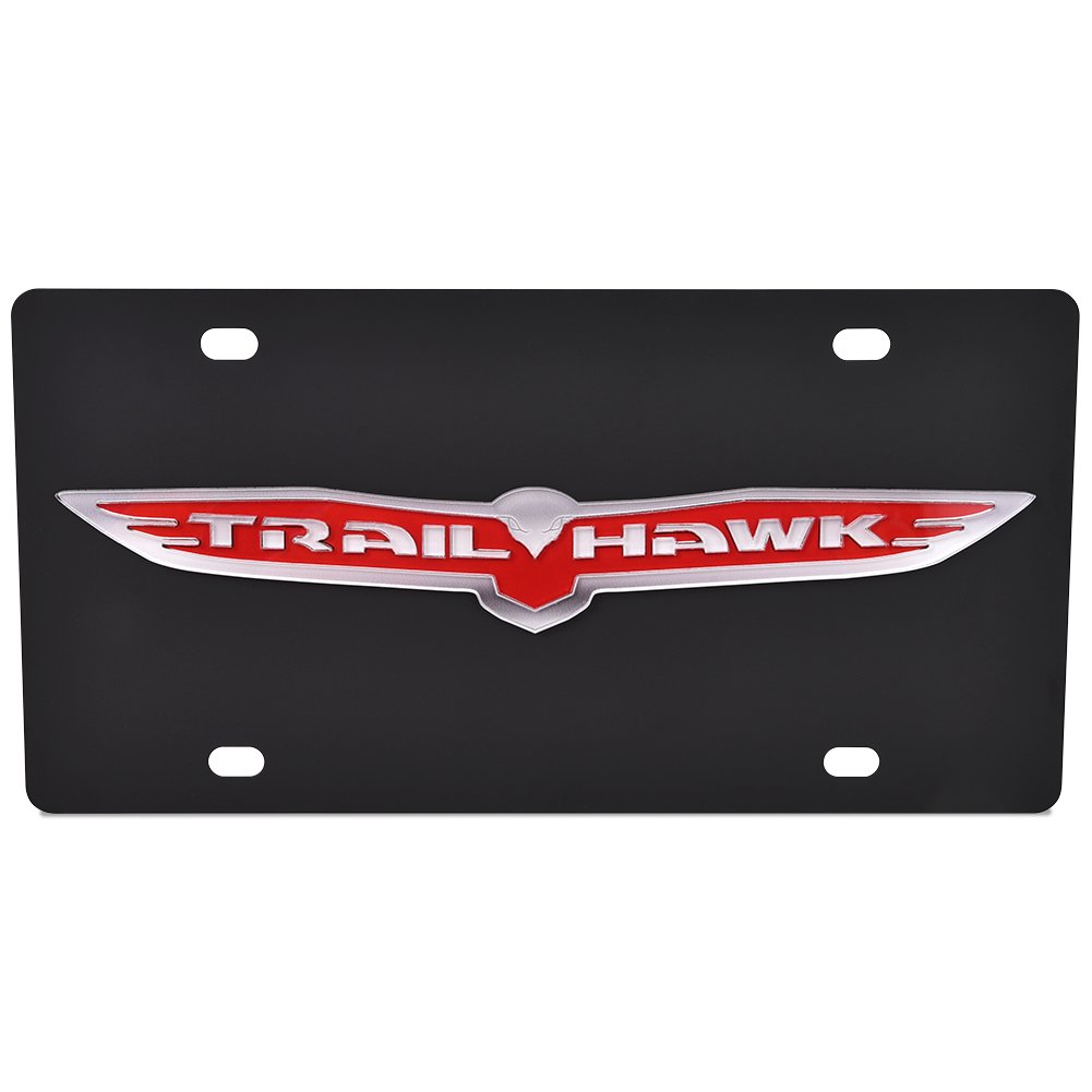 Trailhawk Carbon Steel License Plate - Black with Red Logo-SR1 Performance