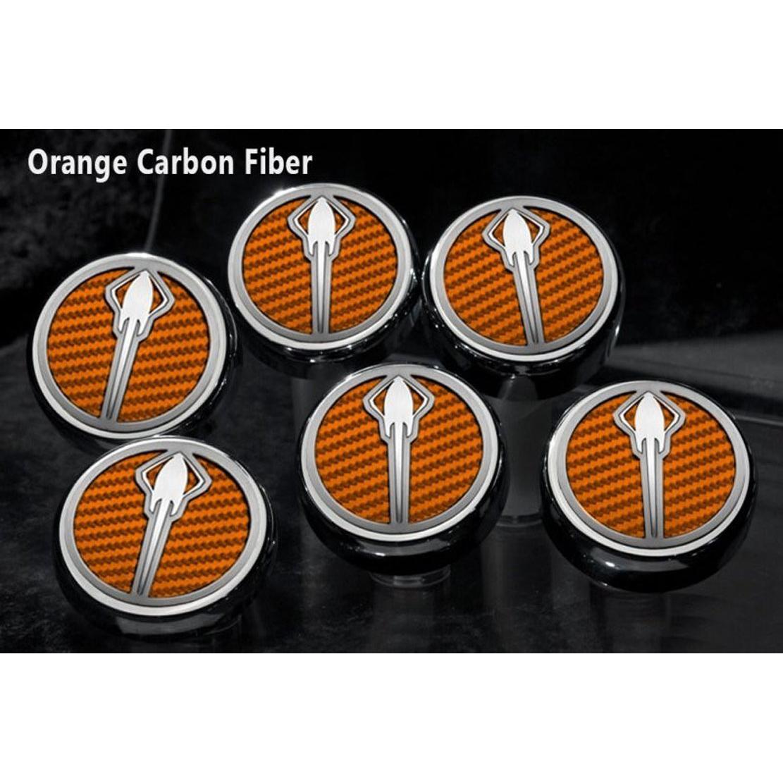 American Car Craft 053016-ORG Orange Carbon Fiber Fluid Cap Cover Set, 6 Piece (Stingray Emblem)-SR1 Performance