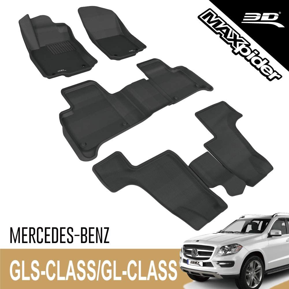 3D MAXpider Complete Set Custom Fit All-Weather Floor Mat for Select Mercedes-Benz GL-Class Models-SR1 Performance
