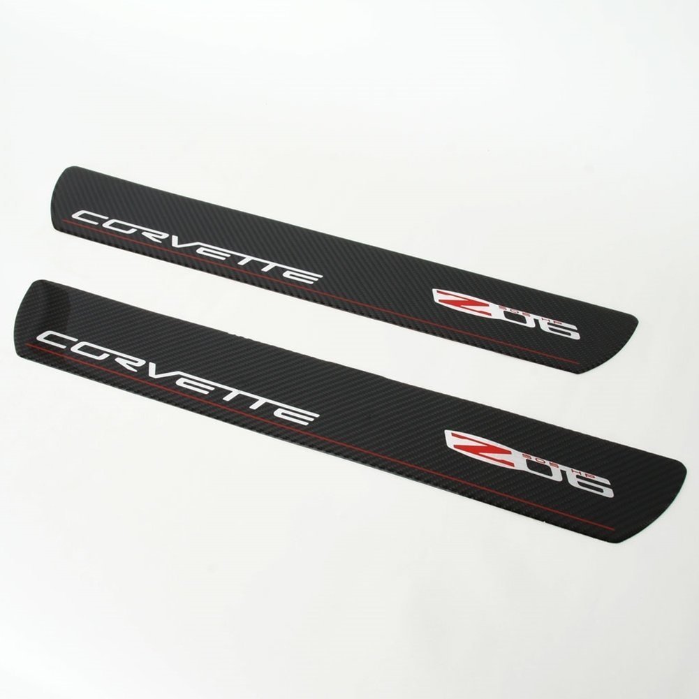 Corvette Door Sill Plates - Carbon Fiber with Z06 505HP Logo : Z06-SR1 Performance