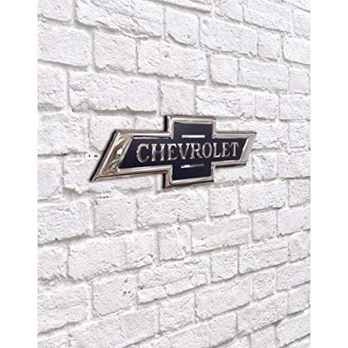 Chevy Classic Bowtie Stainless Steel Wall Hanging Sign Chrome/Blue : 22" x 8.5"-SR1 Performance