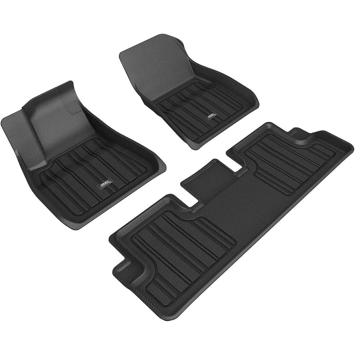 3D MAXpider All-Weather Floor Mats Custom Fit for 2021-2022 Tesla Model 3 Car Floor Liners ELITECT Series (1ST & 2ND Row)-SR1 Performance