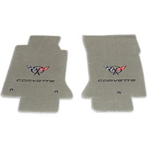 Corvette Floor Mats - Embroidered Double Logo - Black w/ Silver : 1997-2004 C5-SR1 Performance