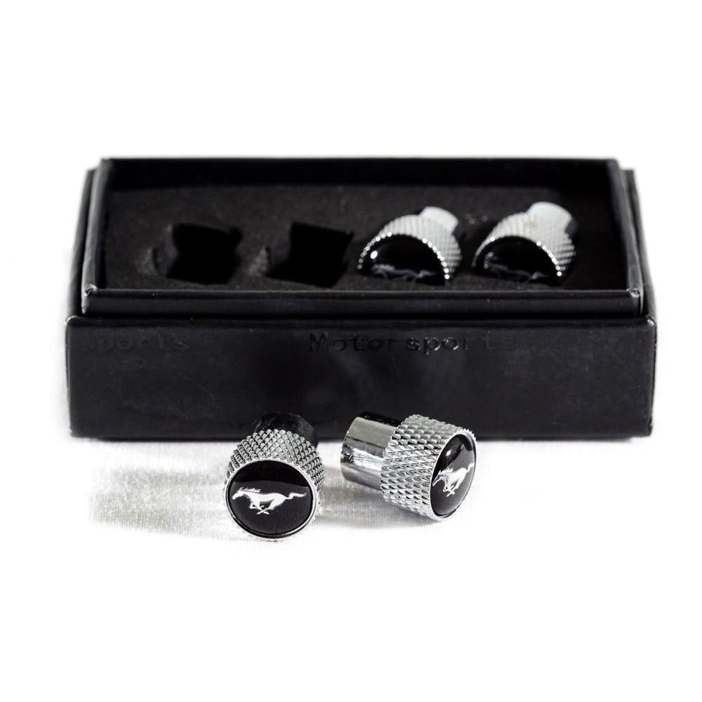 C&W Ford Mustang Pony Logo Aluminum Valve Stem Caps - Knurled-SR1 Performance