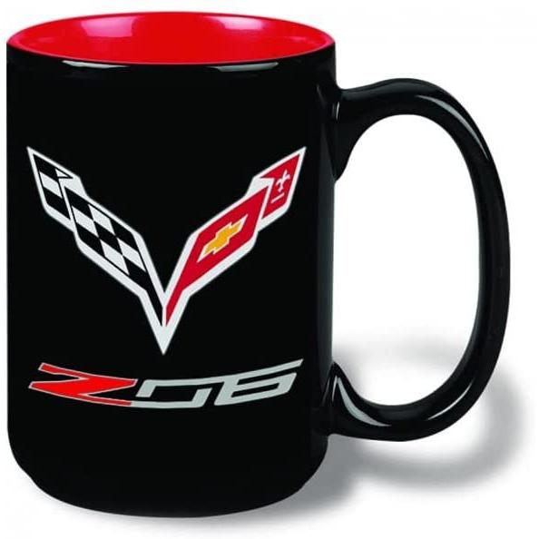C7 Z06 Corvette Crossed Flags Coffee Mug - Black/Red-SR1 Performance