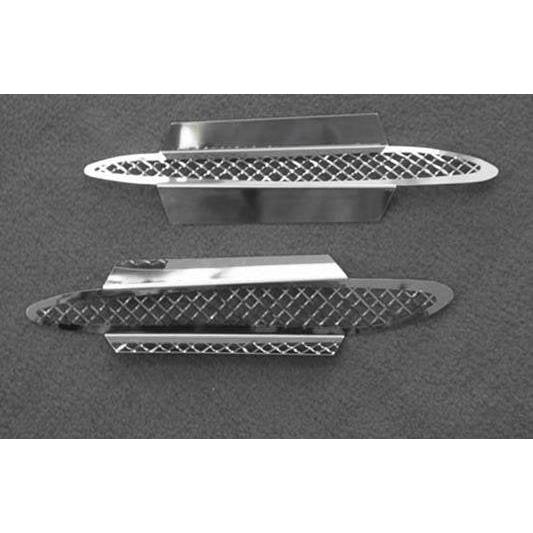 2005-2013 C6 only Corvette Side Vent Grilles Laser Mesh 2Pc Polished-SR1 Performance