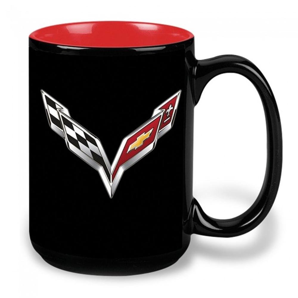 C7 Corvette Crossed Flags Coffee Mug - Black/Red : Stingray-SR1 Performance