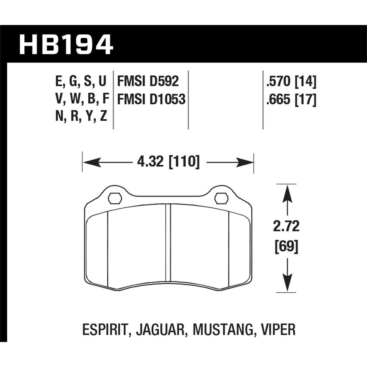 Hawk Performance HB194F.570 HPS Performance Ceramic Brake Pad-SR1 Performance