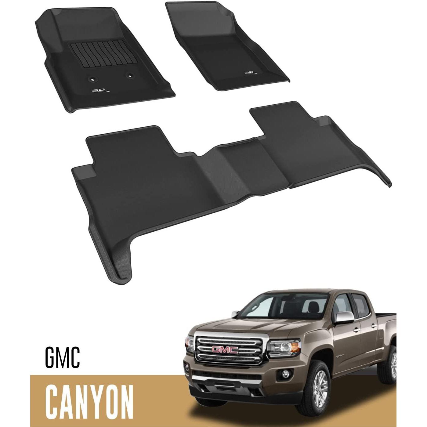 3D MAXpider Custom Fit Complete Floor Mat Set for Select GMC Canyon Models - Kagu Rubber-SR1 Performance