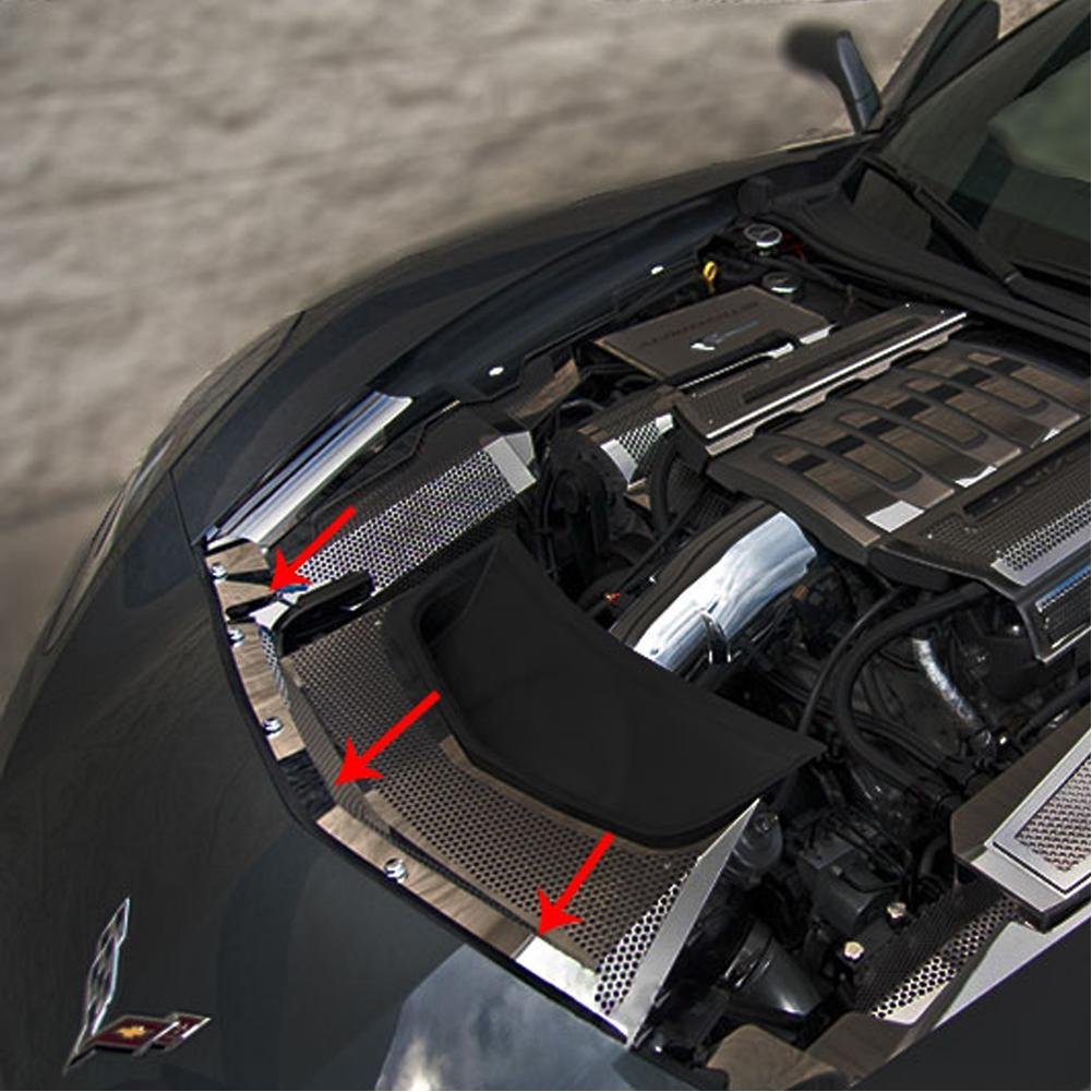 C7 Corvette Stingray Nose Cap 2 Pc. Stainless Steel : Polished-SR1 Performance