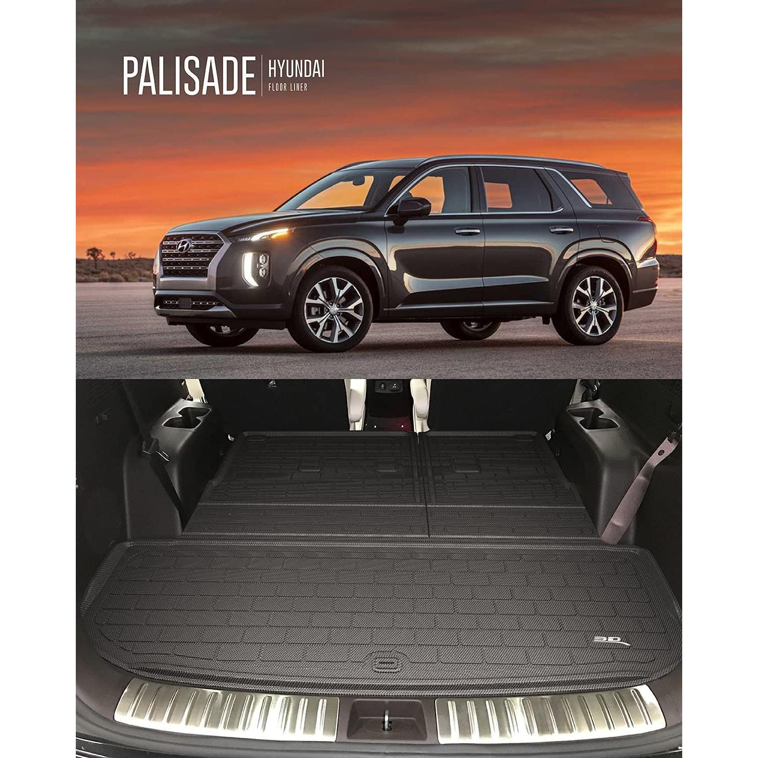 3D MAXpider All-Weather Rear Folding Cargo Mat for Hyundai Palisade 2020-2023 Custom Fit Behind 3rd Row Seat Trunk Cargo Liner-SR1 Performance