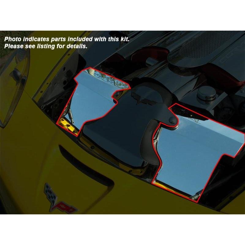 C6 Corvette Radiator Cover Component - Polished Stainless : 2006-13 Z06 LS7-SR1 Performance