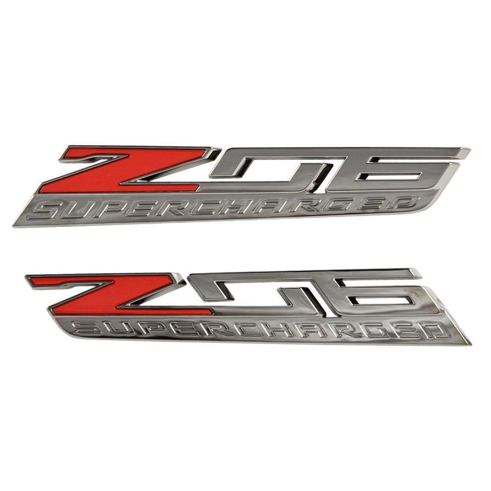 2015+ Corvette Z06 Supercharged Genuine GM Fender Emblems - Pair-SR1 Performance
