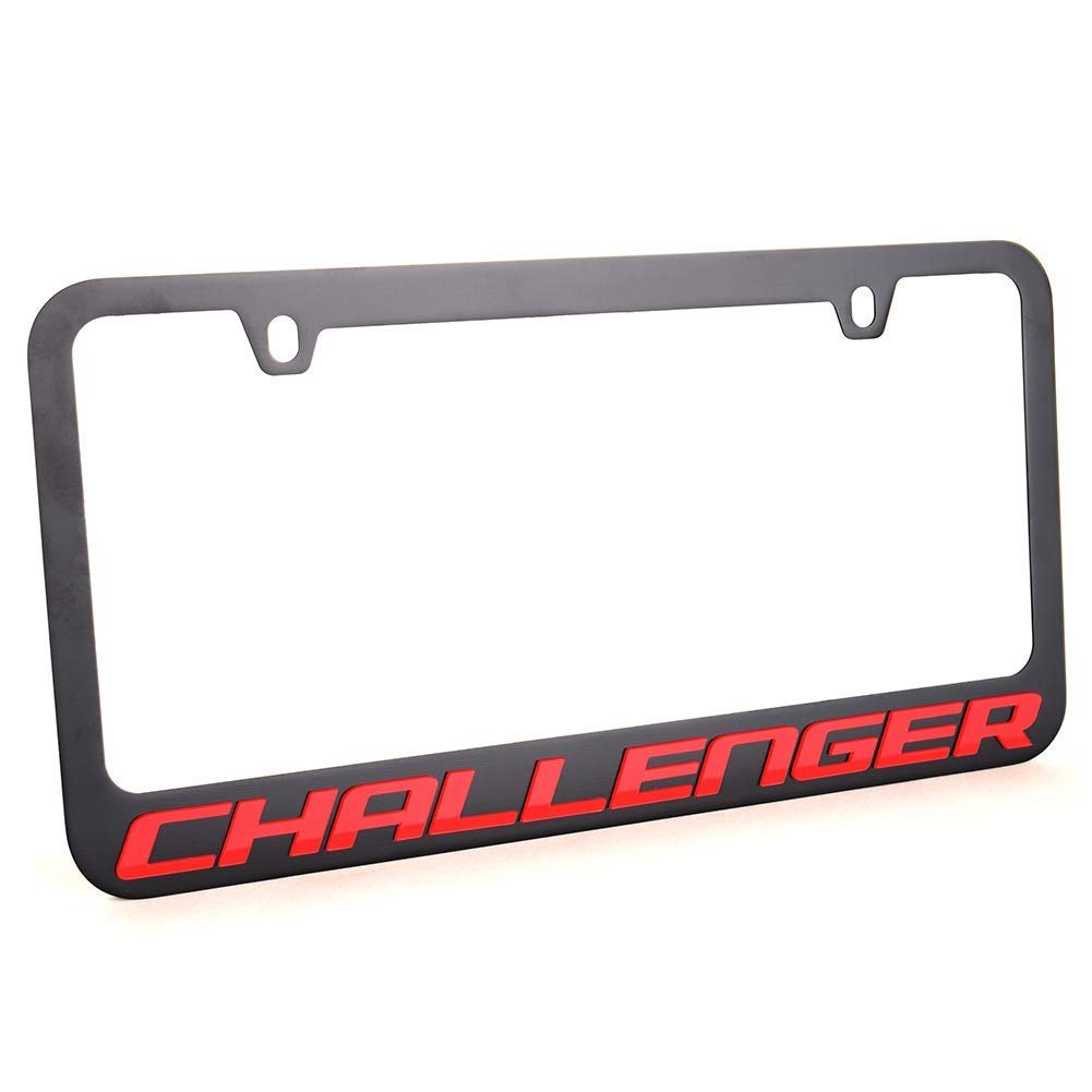 Dodge Challenger License Plate Frame - Black with Red Script-SR1 Performance