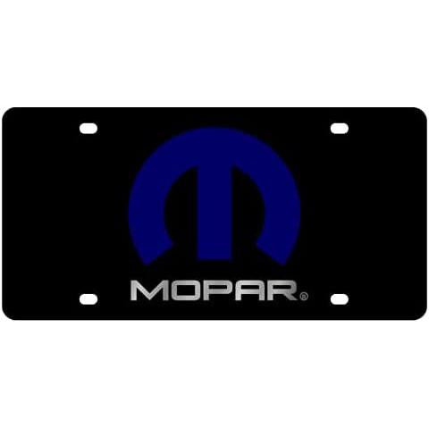 Mopar License Plate - Black Acrylic with Blue Logo-SR1 Performance