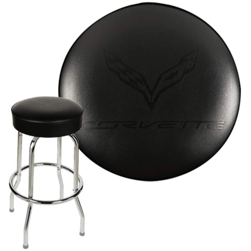 C7 Corvette Executive Leatherette Debossed Stool 30" - Black-SR1 Performance