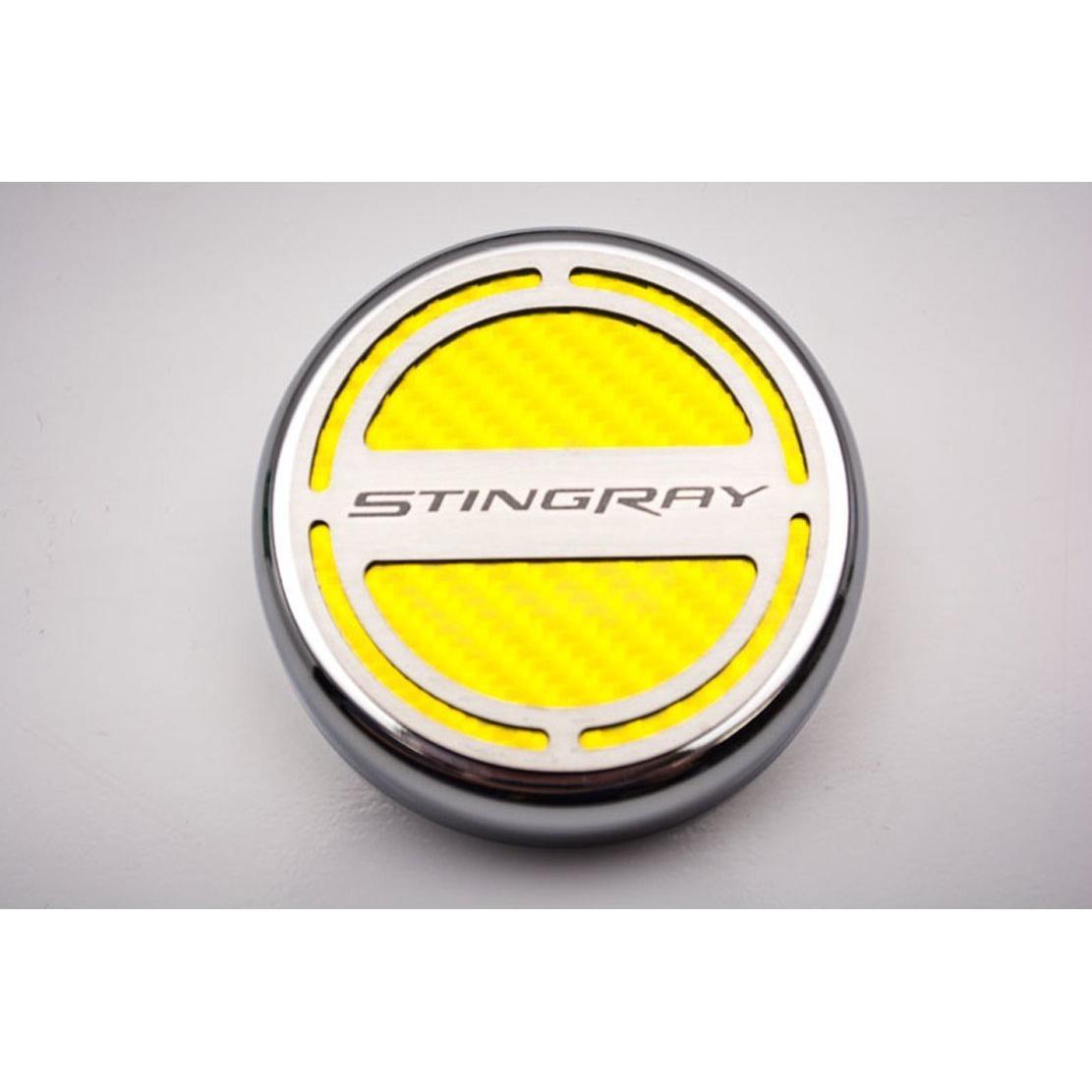 C7 Corvette Stingray Cap Cover 6Pc. Set Manual - GM Licensed Chrome/Brushed/Carbon Fiber Inlay Red-SR1 Performance