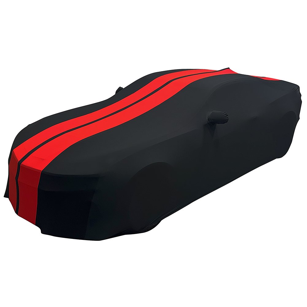 2010-2024 Camaro Ultraguard Stretch Satin Indoor Car Cover : Sport Series - Black with Red Stripes-SR1 Performance