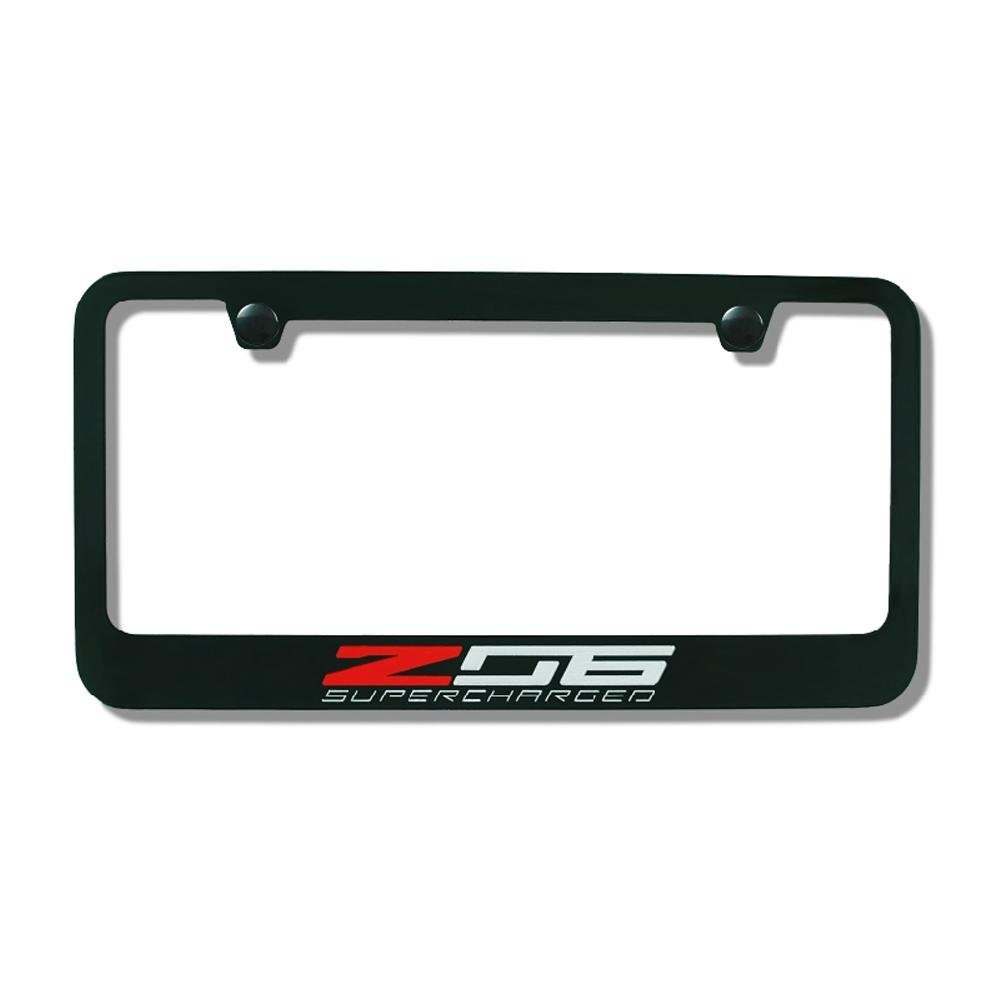 C7 Corvette Z06 Supercharged License Plate Frame - Black-SR1 Performance