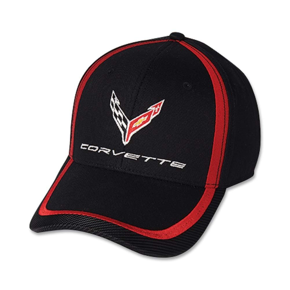 C8 Corvette Next Generation Red Stripe Accent Hat - Black-SR1 Performance