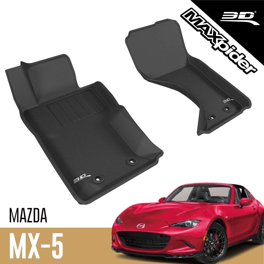 2016-22 Mazda Miata MX5 / 2017-18 Fiat 3D MAXpider All-Weather Floor Mats -Black-SR1 Performance