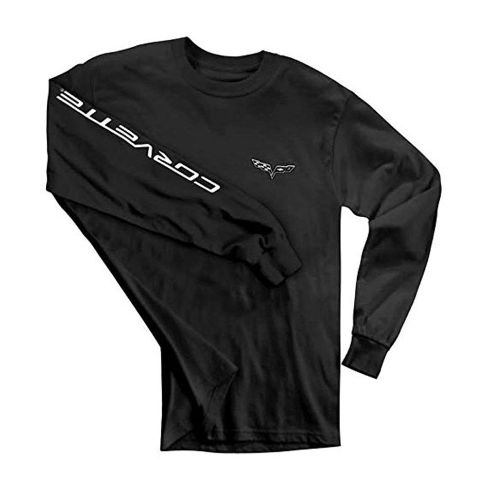 Corvette T-Shirt - C6 Logo w/Corvette Script on Sleeve (Black)-SR1 Performance