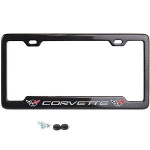 C5 Corvette Script w/Double Logo Notched License Plate Frame - Carbon Fiber-SR1 Performance