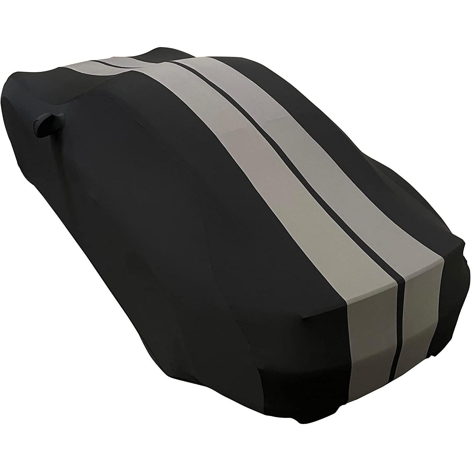 2012-2024 Porsche 911 Coupe/Carrera/Targa/Turbo GTS/Cayman/Boxster Ultraguard Stretch Satin Indoor Car Cover : Sport Series - Black with Dark Gray Stripes-SR1 Performance