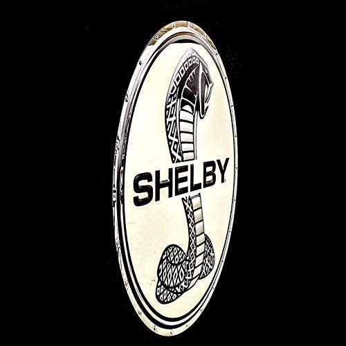 Shelby Super Snake Badge Stainless Steel Wall Hanging Sign - White/Chrome : 22"-SR1 Performance