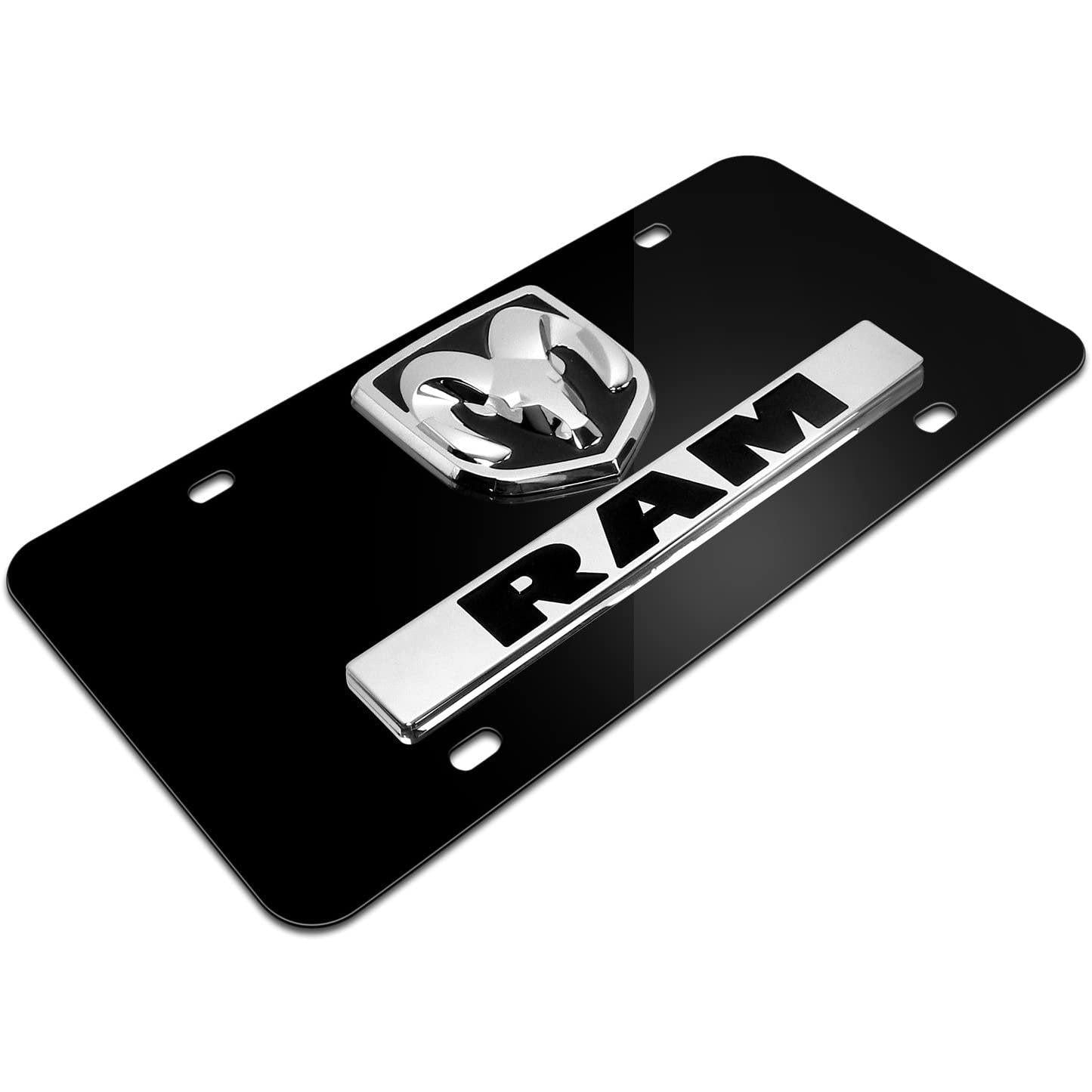 RAM Black Steel License Plate with 3D Chrome Logo-SR1 Performance