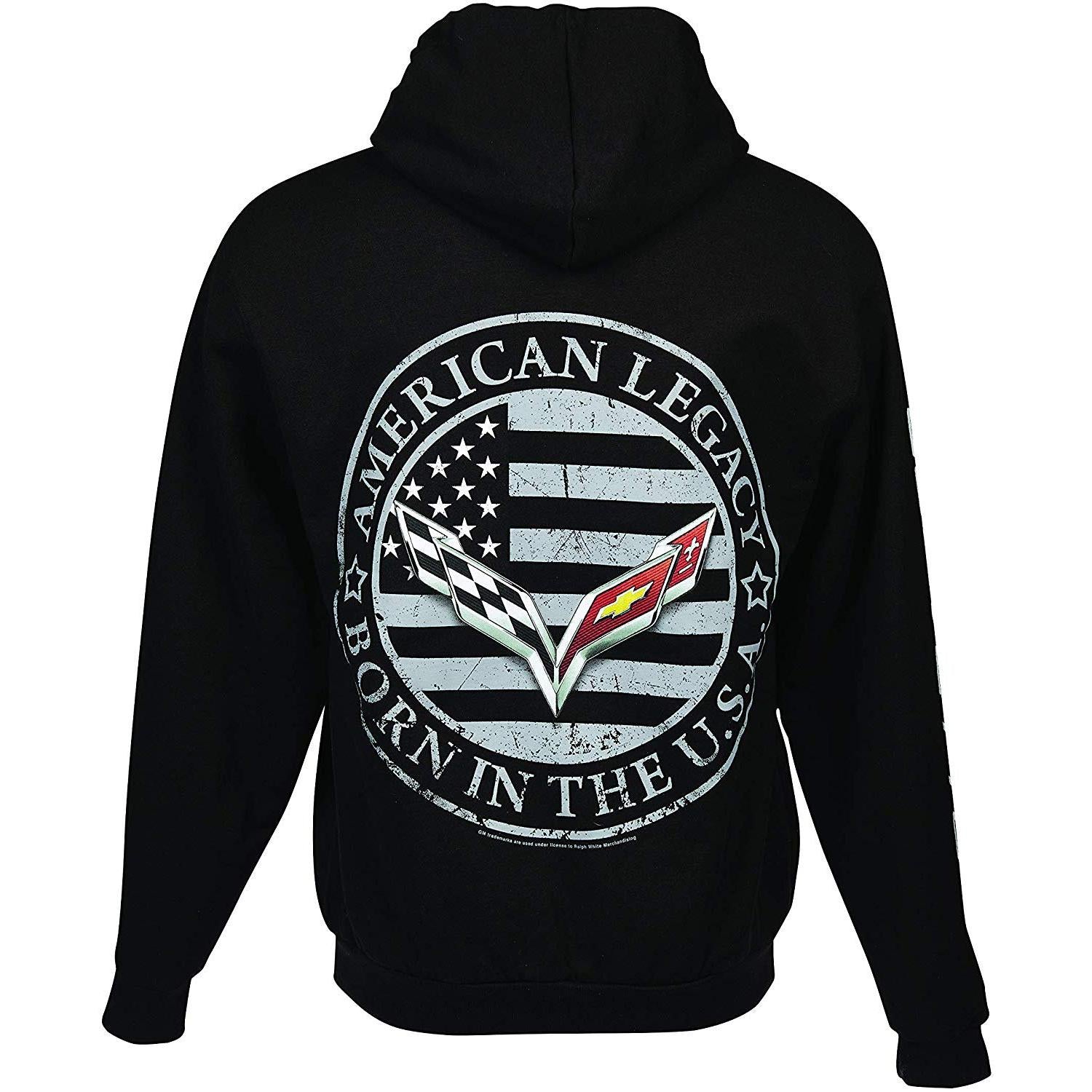 C7 Corvette Born in The USA American Legacy Zip Up Hoodie Jacket - Black-SR1 Performance