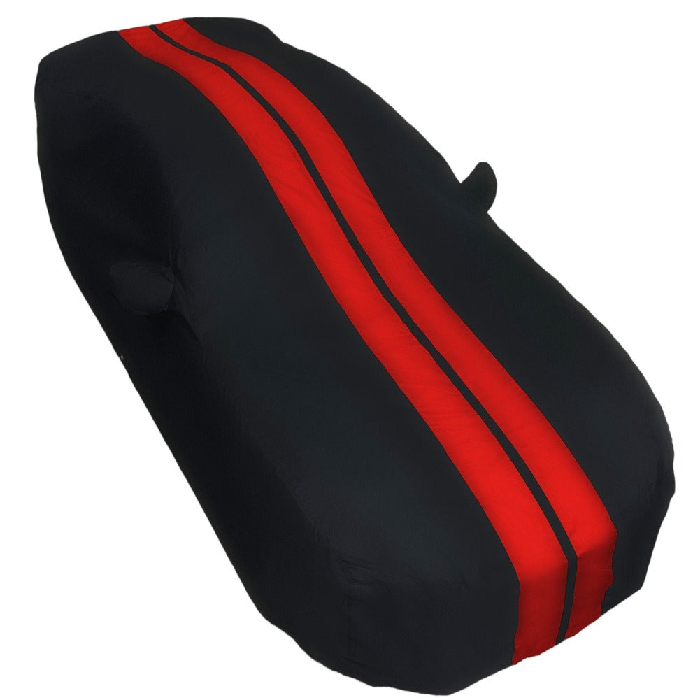 2005-2024 Ford Mustang Ultraguard Plus Car Cover - 300D Indoor/Outdoor Protection - Black with Red Stripes-SR1 Performance