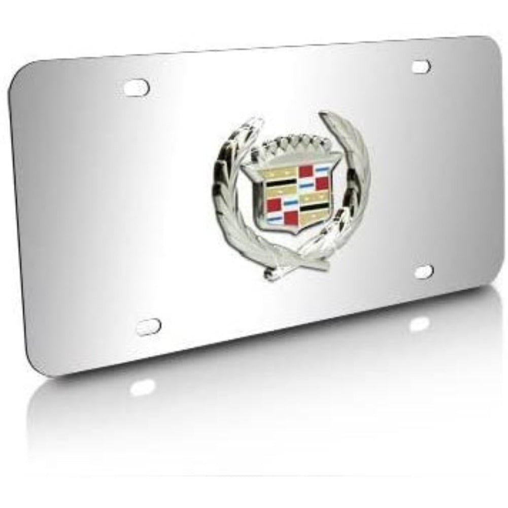 Cadillac License Plate - Stainless Steel Chrome with Chrome 3D Classic Logo-SR1 Performance