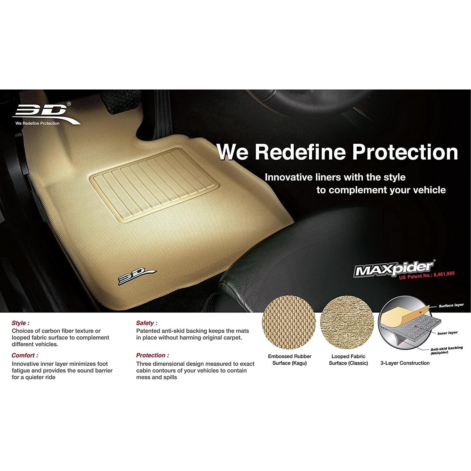 3D MAXpider L1IN00611509 Front Row Custom Fit All-Weather Floor Mat for Select Infiniti G35/G37 Models - Kagu Rubber (Black)-SR1 Performance