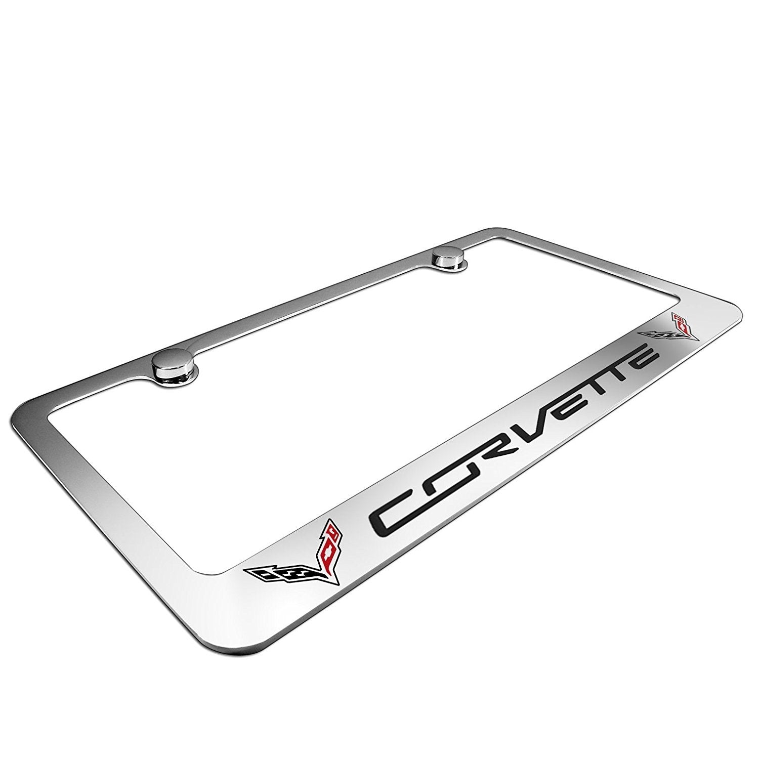 C7 Corvette License Plate Frame - Chrome with Double Logo & Script-SR1 Performance