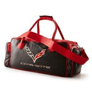 C7 Corvette Leather Duffel Bag with C7 Crossed Flags Logo-SR1 Performance