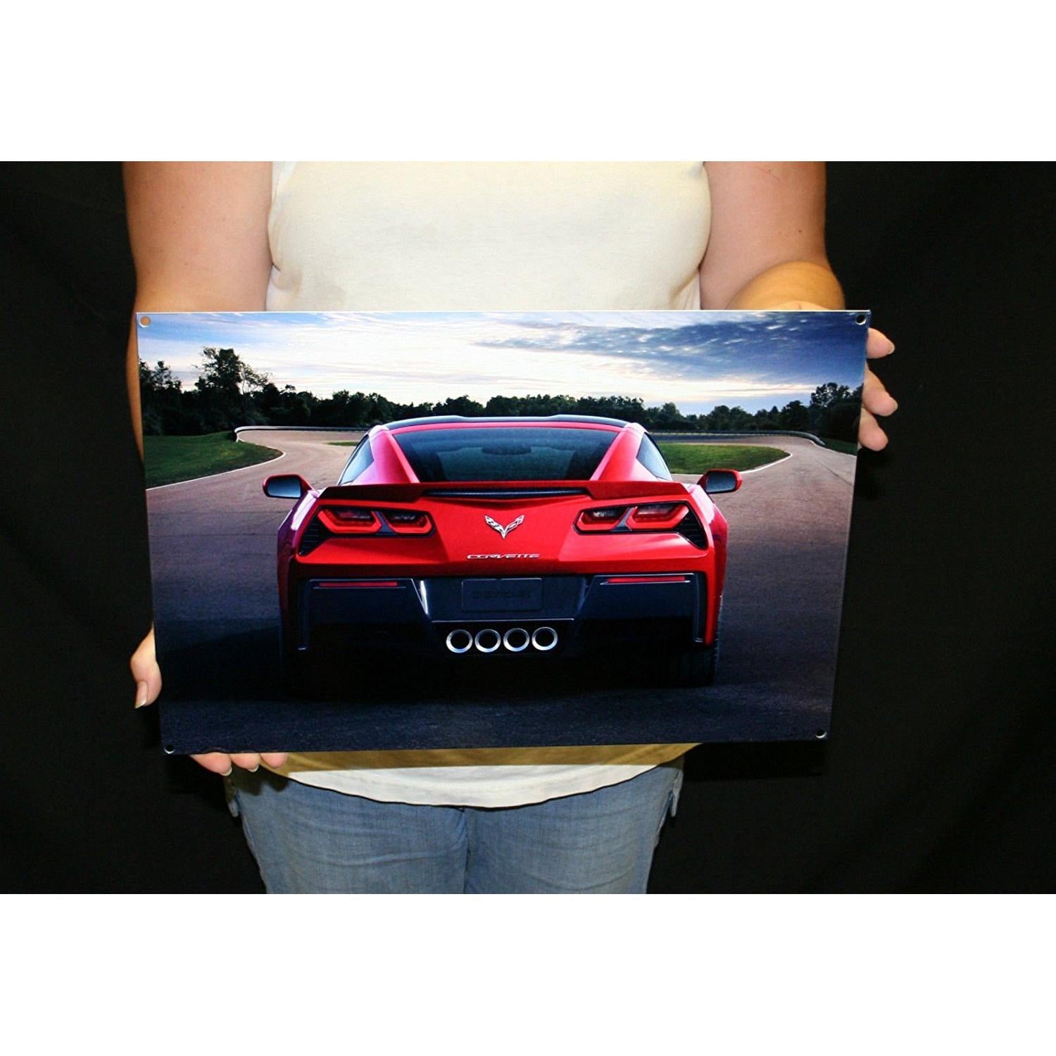 C7 Corvette Rear Red Coupe Metal Sign - 18" x 12"-SR1 Performance