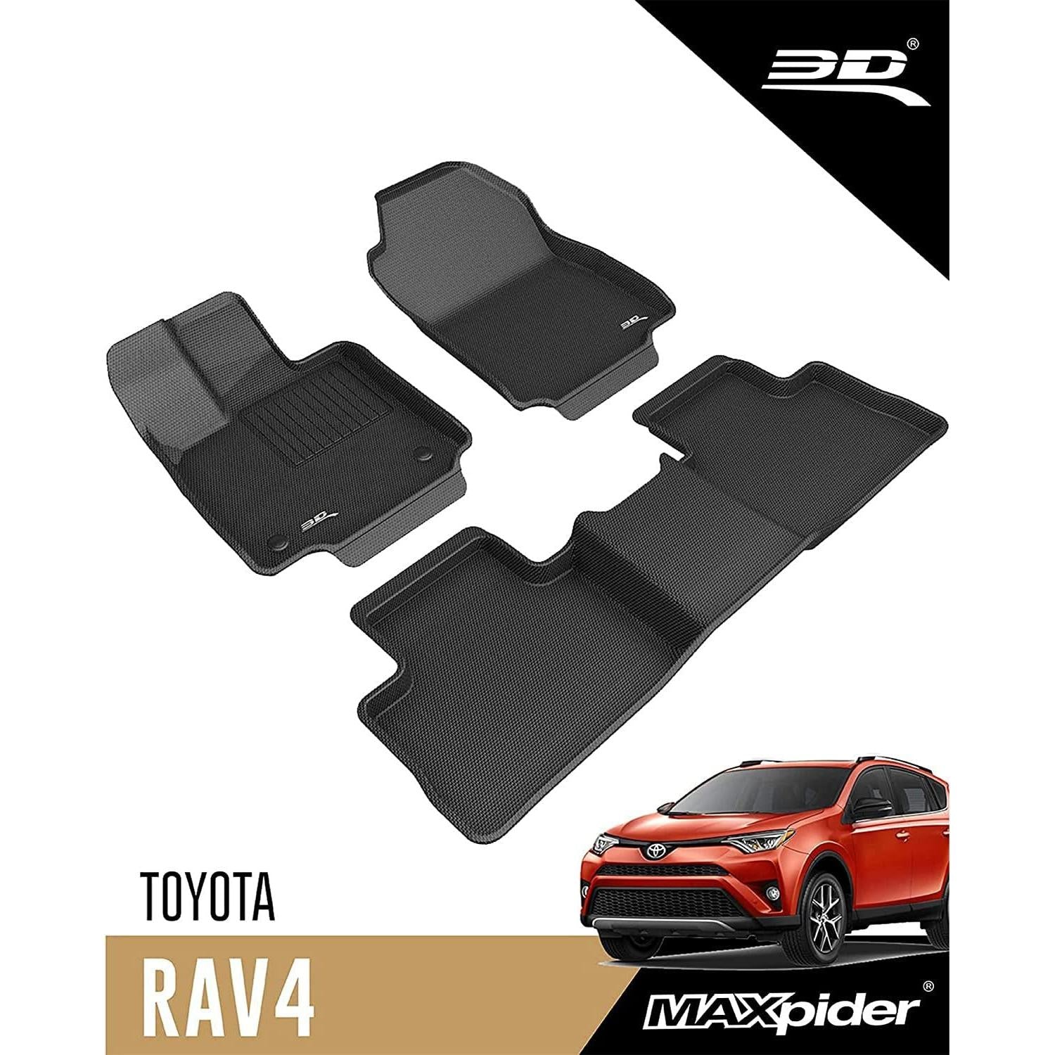 2019-2021 Toyota RAV4 Gas 3D MAXpider Custom Fit KAGU Floor Mats - Black-SR1 Performance