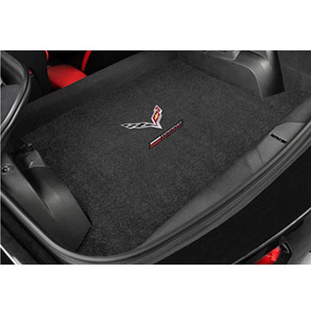 Corvette Grand Sport w/ Crossed Flags Cargo Mats - Lloyds Mats: C7 Grand Sport - Jet Black-SR1 Performance